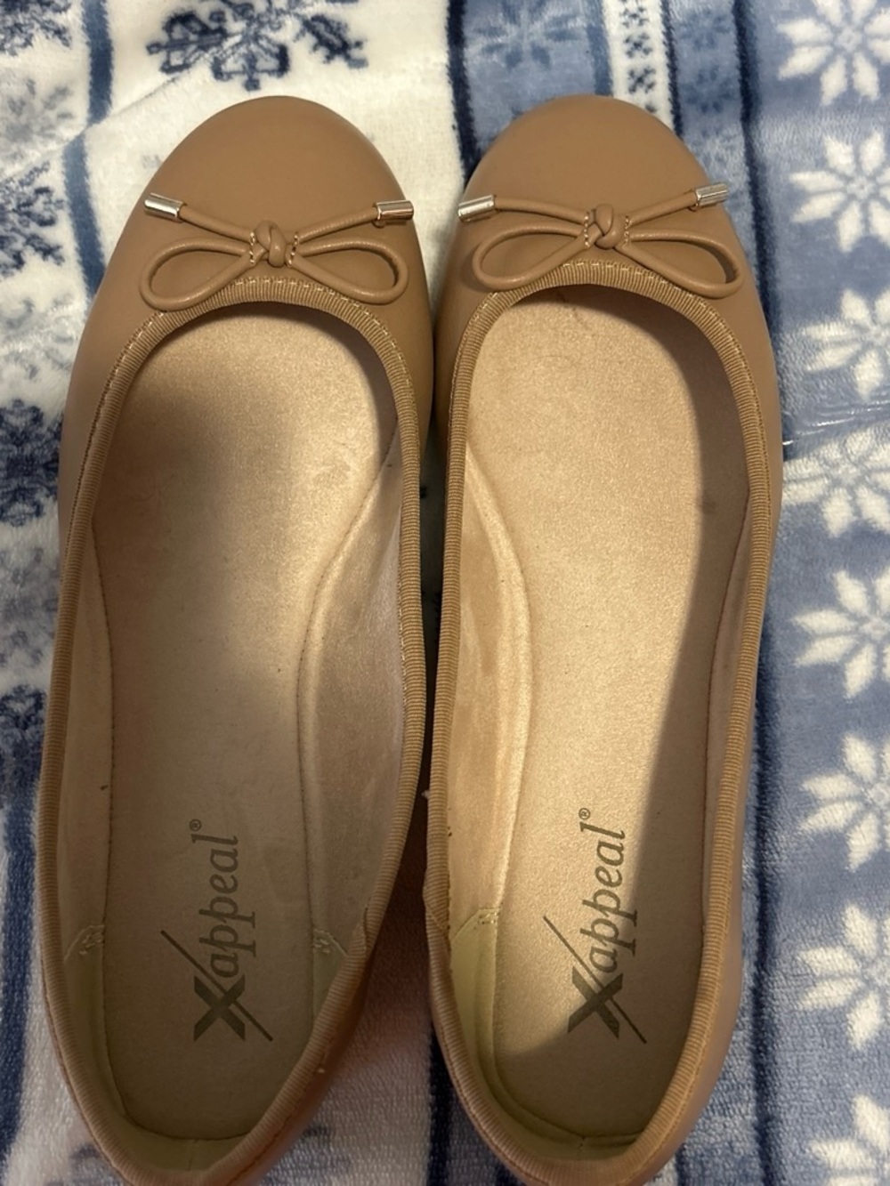 Xappeal Women's Camel Ballet Flats with Bow Trim